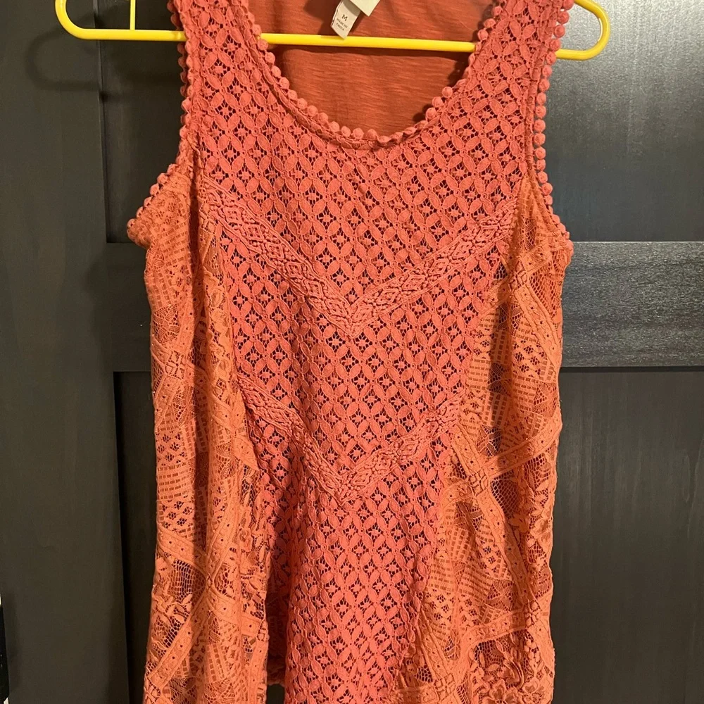 Knox Rose Rust Lace Tank Top - Picture 4 of 5